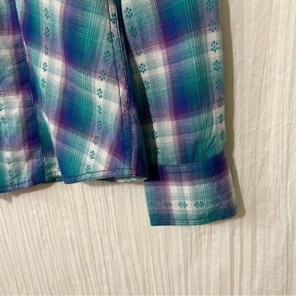 Bit & Bridle Shirt Medium Plaid Button-Up Purple & Green 5 FOR $25 💵 💲 - Picture 5 of 9